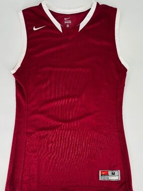 NWT Nike Mens Basketball Jersey Burgundy and White Sleeveless Athletic Size: M